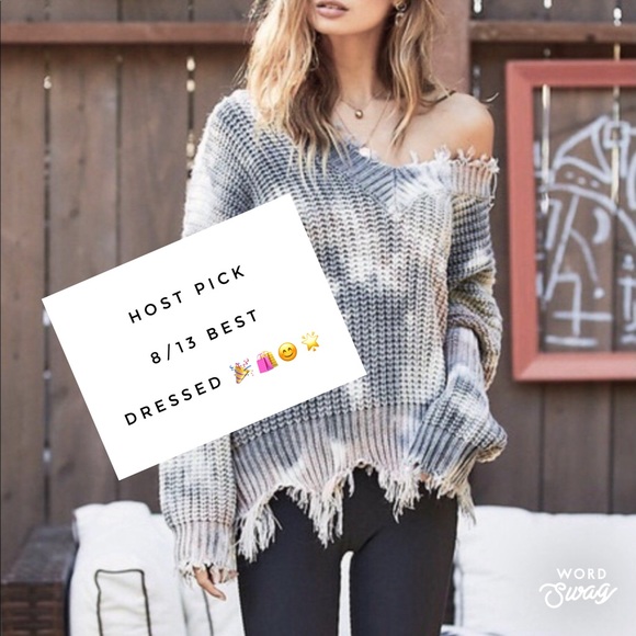 📍SIZE L LEFT 📍Don’t Forget Me Frayed Tie Dye Sweater - Picture 2 of 5